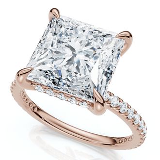 Pompeii3 Certified 4 1/3Ct Princess Cut Hidden Halo Engagement Ring 14k Gold/Pt Lab Grown