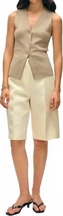 White + Warren Superfine Organic Cotton Waistcoat Vest In Toasted Almond