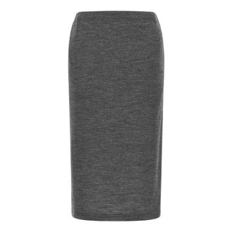 Junya Watanabe Rokken, Dames, Grijs, M, Wol, Tube Midi Rok