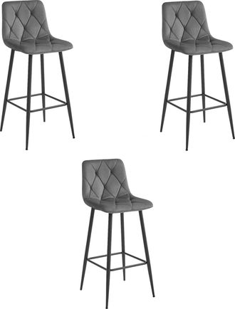 OEM Taburete Nado - Terciopelo Gris Oscuro / Patas Negras X 3
