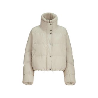 Brunello Cucinelli Techno Cotton Taffeta Down Jacket With Detachable Shearling Insert And Monili