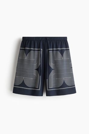 H&M Twillshorts mit Kordelzug - Marineblau/Gemustert