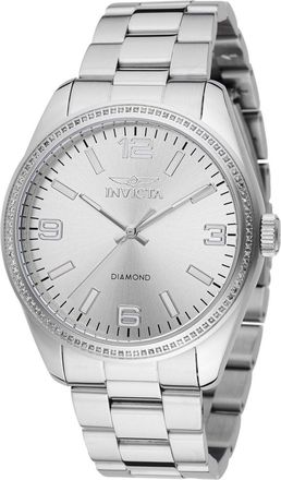 Invicta Elite Diamond 48734 Heren Horloge - Quartz Uurwerk - Roestvrij Staal met zilveren Wijzerplaat - 43mm - Met 100 diamanten