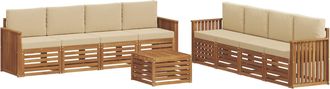 vidaXL Conjunto De Sof&aacute;s De Exterior 9 Uds. Natural Y Beige Vidaxl