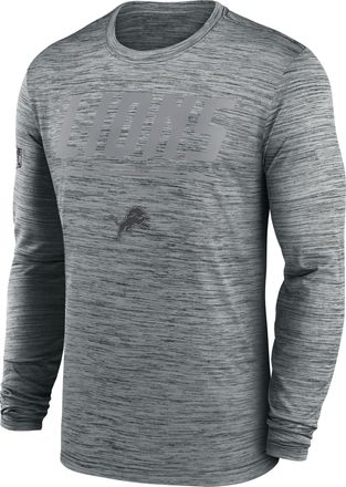 Nike Detroit Lions Sideline Team Issue Velocity Nike Mens Dri-FIT NFL Long-Sleeve T-Shirt in Grey | 02EQ06G9J-CH4