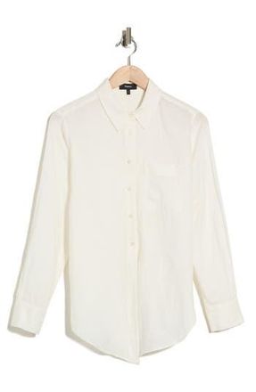 Theory Hekanina Linen Blend Button-Up Shirt in Ivory at Nordstrom Rack, Size X-Large
