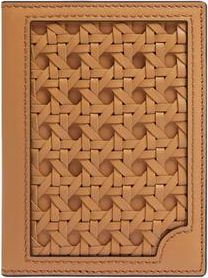 Aviteur Double Calfskin Paglia di Vienna Weave Passport Holder in Walnut at Nordstrom