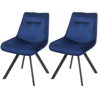 Hhg Set 2x sedie poltroncine 597 design moderno metallo velluto blu
