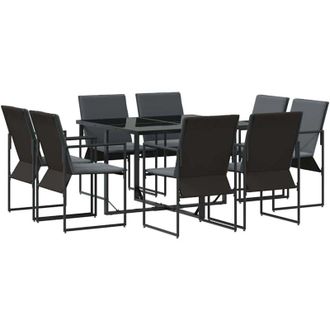 vidaXL Conjunto De Comedor De Jard&iacute;n 9 Pcs Negro Acero Vidaxl