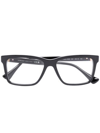 Versace medusa-plaque square-frame glasses - men - Acetate/Acrylic - One Size - Black
