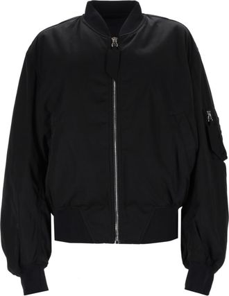 The Attico Black Solid Mock Collar Jacket