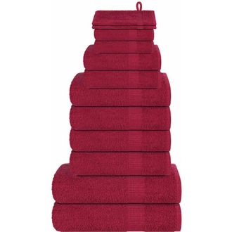 vidaXL Juego De Toallas 12 Piezas 100% Algod&oacute;n Burdeos 360 Gsm Vidaxl