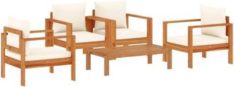 vidaXL 5 Piece Garden Sofa Set with Cushions Solid Wood Acacia vidaXL