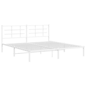 Berkfield Home Metal Bed Frame without Mattress with Headboard White 183x213cm | Size: 183x213 cm
