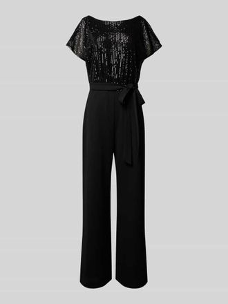 Swing Jumpsuit mit Paillettenbesatz in Black, Gr&ouml;&szlig;e 38