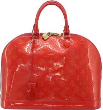 Louis Vuitton Alma Handbag Monogram Vernis Red Patent_Leather Handbag (Pre-Owned)