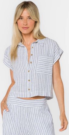 Velvet Heart Short Sleeve Top In Washed Blue Stripe