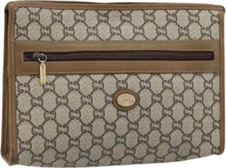 Gucci Pre-owned Clutches, female, Beige, Size: ONE SIZE Pre-owned Vintage GG Canvas Clutch