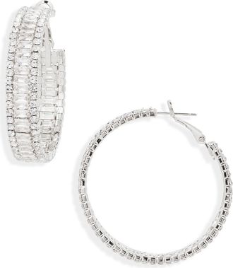 Tasha Crystal Hoop Earrings in Silver/crystal at Nordstrom Rack