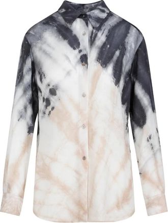Gabriela Hearst CMM Camel Multi Ferrara Shirt - Dames - Overhemden - Veelkleurig - XS - Wol - Overhemden