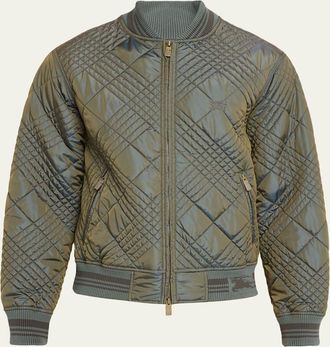 Burberry Mens Rakewood Micro Check-Stitch Bomber Jacket