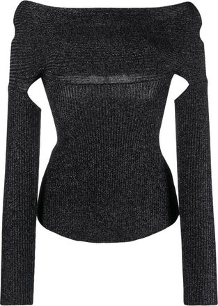 Khaite Salma open-back top - women - Virgin Wool/Polyester/Polyamide/Spandex/Elastane/Metallic Fibre - M - Black