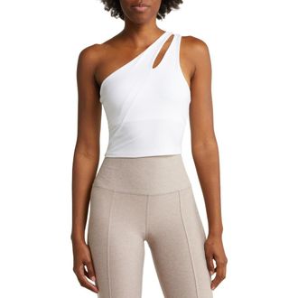 Beyond Yoga One-Shoulder Crop Tank in Cloud White at Nordstrom, Size X-Large