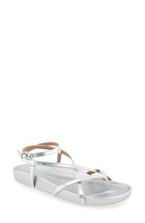 Aerosoles Leera Ankle Strap Flat Sandal in Silver Metallic Faux Leather at Nordstrom Rack, Size 9.5