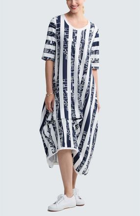 Luukaa D'Celli Amethyst Striped Jersey Dress in Navy at Nordstrom, Size 18