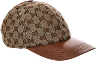 Gucci Gg Canvas & Leather Baseball Hat