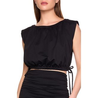 Susana Monaco Drawstring Waist Crop Top in Black at Nordstrom, Size X-Small
