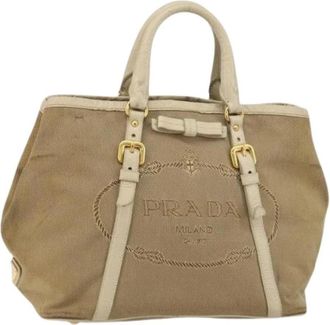Prada Pre-owned Canvas Tote Bag - Dames - Vintage Shopper - Beige - ONE Size - Vintage