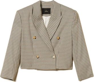 Twin-Set Blazer doppiopetto con motivo pied-de-poule - Marrone