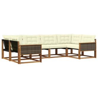 vidaXL Conjunto De Sof&aacute;s De Exterior Con Coj&iacute;n 6 Pcs Natural Y Crema Vidaxl