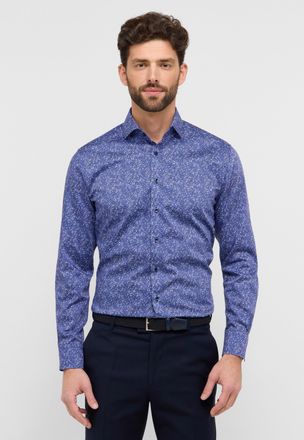 Eterna Langarmhemd ETERNA MODERN FIT, Herren, Gr. 42, Normalgr&ouml;ssen, blau (mittelblau), Twill, 100% cotton, tailliert, Manschette, Hemden Langarmhemd, NON IR
