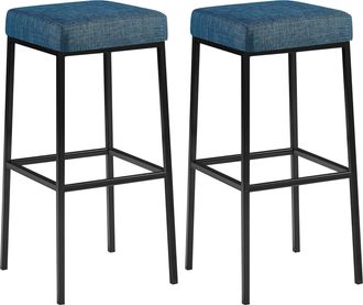 Clp Clp - Set De 2 Taburetes Montreal En Tela Altura 80 Cm Azul Negro