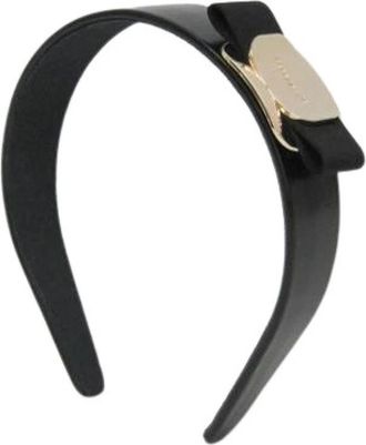 Ferragamo Pre-owned Grosgrain Lint Alice Band - Dames - Vintage Accessoires - Zwart - ONE Size - Katoen - Vintage