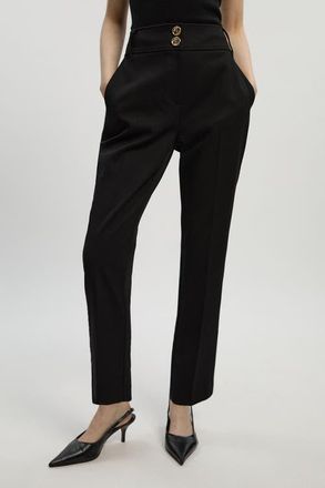 Karen Millen Textured Stretch Straight Leg Trouser in Black at Nordstrom, Size 12