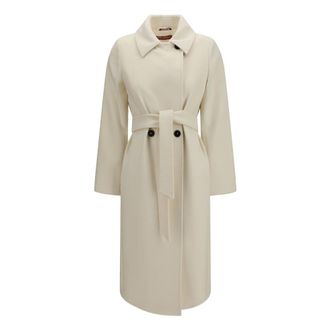 Max Mara Dubbelrijige wollen jas - Dames - Mantels - Wit - Maat: 2XS Wol