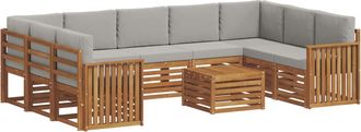 vidaXL Conjunto De Sof&aacute;s De Exterior 10 Uds. Natural Y Gris Claro Vidaxl