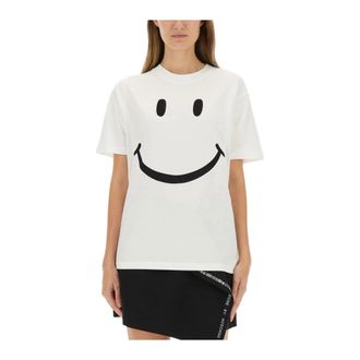 Moschino Camiseta de Algod&oacute;n con Cara Sonriente - Tops - Mujer - Blanco - S