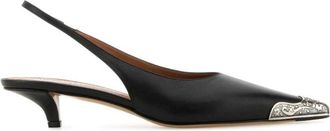 PARIS TEXAS Zwarte Leren Jessica Western Pumps - Dames - Pumps - Zwart - 38 1/2 EU - Leer - Schoenen