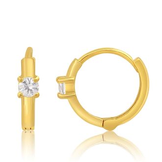 MAX + STONE Solid 14k Yellow Gold Small 11mm Mini Huggie Hoop Earrings