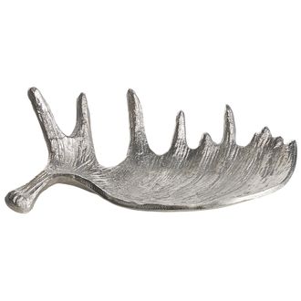 Beliani Bandeja Decorativa De Metal Plateado Accesorio Soporte Joyer&iacute;a Patr&oacute;n De Cornamenta De Alce Carthage
