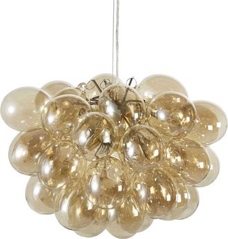 Maisons du monde Lámpara de techo con varias bolas de cristal ámbar y metal dorado D.49