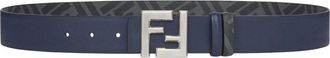 Fendi Belts, male, Blue, Size: 100 CM Blue Reversible Leather Belt with FF Squared Buckle