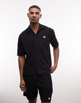 Pegador Pegador - Libco - Camicia in maglia nera in coordinato-Nero