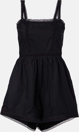 Faithfull The Brand Jumpsuit corta Emilia in cotone con pizzo