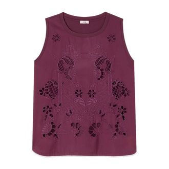 Oltre Top in cotone con ricami traforati - - Tops - Donna - Viola - S