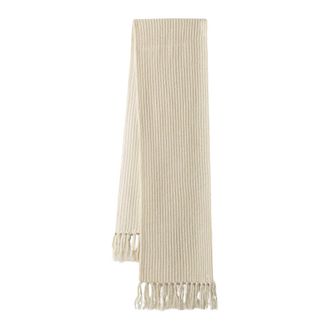 Lacoste Wollen sjaal met franjes - unisex - Accessoires - Beige - Maat: ONE Size Wol